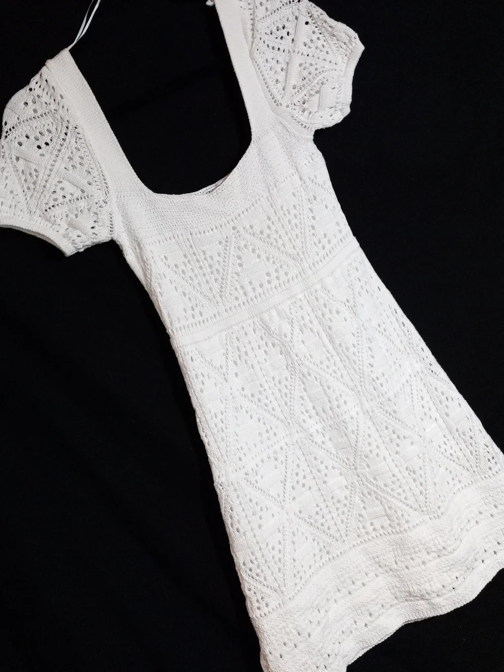 Zara White Crochet Knit Mini Dress